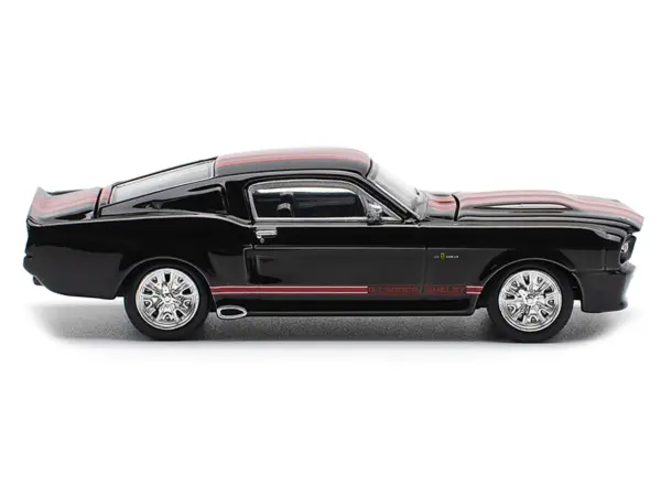 Shelby Mustang GT500 Dark Chrome with Red Stripes 1/64 Diecast Model Car by Pop Race #3