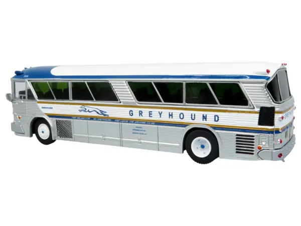 1964 MCI MC-5A Coach Bus "Greyhound Golden Anniversary" Silver with Blue and Gold Stripes "Vintage Bus & Motorcoach Collection" Limited Edition to 504 pieces Worldwide 1/87 (HO) Diecast Model by Iconic Replicas #4