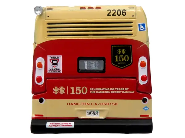 Nova Bus LFS HEV Transit Bus "Hamilton Street Railway 150th Anniversary" Cream and Red "The Bus & Motorcoach Collection" Limited Edition to 504 pieces Worldwide 1/87 (HO) Diecast Model by Iconic Replicas #5