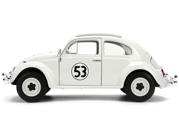 Volkswagen Beetle #53 "Herbie" White with Stripes "The Love Bug" (1968) Movie with Extra Wheels 1/24 Diecast Model Car by Jada #3