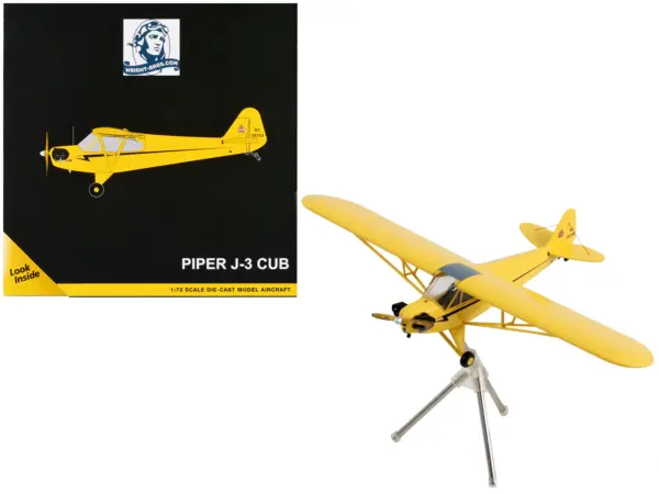 Piper J-3 Cub Light Aircraft "NC 38759" Yellow with Black Stripes "Gemini General Aviation" Series 1/72 Diecast Model Airplane by GeminiJets #1
