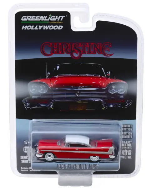 1958 Plymouth Fury Red with White Top "Christine" (1983) Movie "Hollywood Series" Release 23 1/64 Diecast Model Car by Greenlight #3