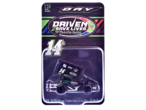 Winged Sprint Car #14CC Corey Day (Green Version) "Driven 2 Save Lives" Jason Meyers Racing (2025) 1/50 Diecast Model Car by ACME #1
