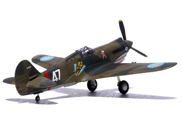 Curtiss P-40B/C Warhawk Fighter Aircraft "White 47 Robert T. Smith 3rd Squadron Hell's Angels Chinese Air Force Burma" (1942) 1st American Volunteer Group 1/72 Diecast Model Airplane by Legion #4