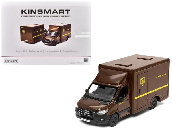 Mercedes-Benz Sprinter Van "UPS Worldwide Services" Brown 1/48 Diecast Model Car by Kinsmart #1