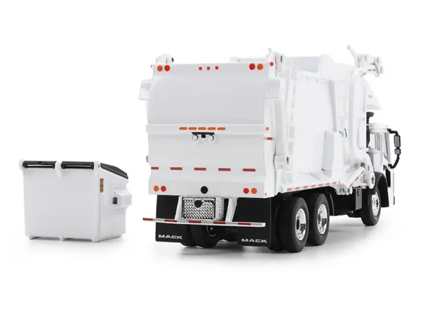 Mack LR Refuse Garbage Truck with McNeilus Meridian Front Loader White with Trash Bin 1/64 Diecast Model by DCP/First Gear #4