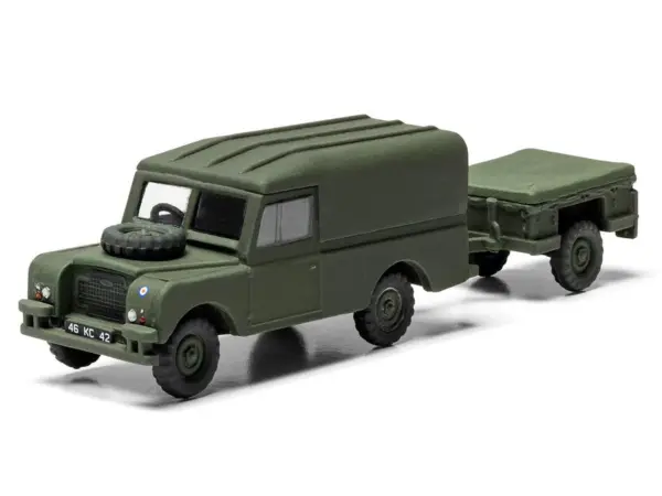 Level 2 Model Kit Land Rover LWB (Hard Top) Truck and Trailer with 2 Scheme Options 1/76 Scale Plastic Model Kit by Airfix #3