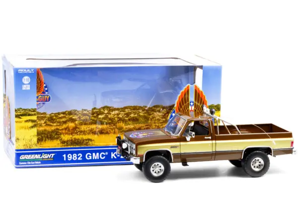 1982 GMC K-2500 Sierra Grande Pickup Truck Brown with Gold Sides "Fall Guy Stuntman Association" "The Fall Guy" (1981-1986) TV Series 1/18 Diecast Model Car by Greenlight #3