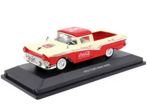 1957 Ford Ranchero "Coca-Cola" Red and Cream 1/43 Diecast Model Car by Motor City Classics #2