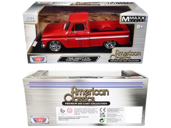 1966 Chevrolet C10 Fleetside Pickup Truck Red "Maxx Design" "American Classics" Series 1/24 Diecast Model Car by Motormax #3