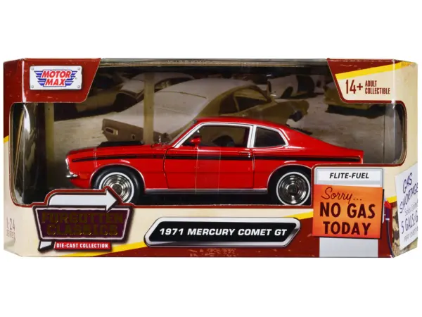 1971 Mercury Comet GT Red with Black Stripes "Forgotten Classics" Series 1/24 Diecast Model Car by Motormax #1