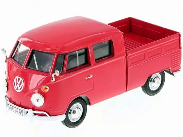 Volkswagen Type 2 (T1) Double Cab Pickup Truck Wax Red 1/24 Diecast Model Car by Motormax #2