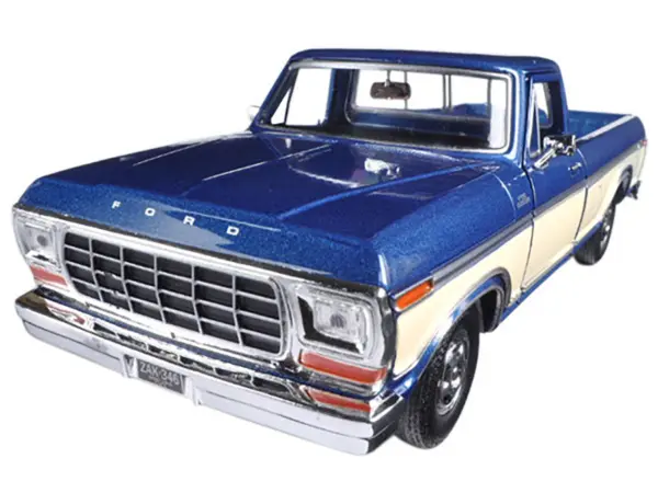 1979 Ford F-150 Pickup Truck 2 Tone Blue/Cream 1/24 Diecast Model Car by Motormax #2
