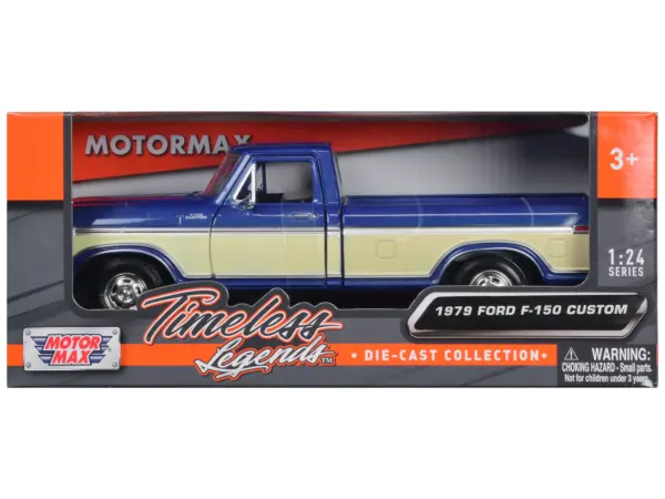 1979 Ford F-150 Pickup Truck 2 Tone Blue/Cream 1/24 Diecast Model Car by Motormax #3