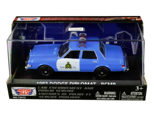 1983 Dodge Diplomat "Royal Canadian Mounted Police" (RCMP) Light Blue and White 1/43 Diecast Model Car by Motormax #1