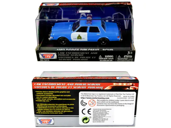 1983 Dodge Diplomat "Royal Canadian Mounted Police" (RCMP) Light Blue and White 1/43 Diecast Model Car by Motormax #3