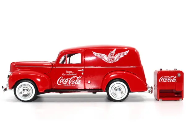 1940 Ford Sedan Cargo Van Red "Pause... Go Refreshed Coca-Cola" with Vending Machine Accessory 1/24 Diecast Model Car by Motor City Classics #4