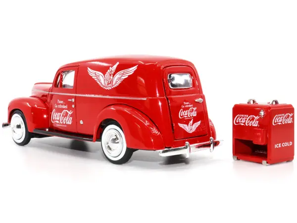 1940 Ford Sedan Cargo Van Red "Pause... Go Refreshed Coca-Cola" with Vending Machine Accessory 1/24 Diecast Model Car by Motor City Classics #5