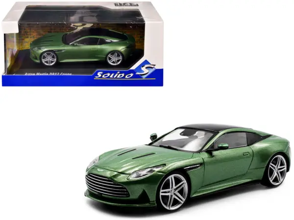 2023 Aston Martin DB12 Coupe Iridescent Emerald Metallic with Black Top 1/43 Diecast Model Car by Solido #1