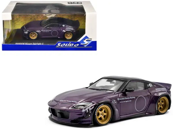 2022 Nissan Pandem Fairlady Z RHD (Right Hand Drive) Purple Metallic with Black Top 1/43 Diecast Model Car by Solido #1