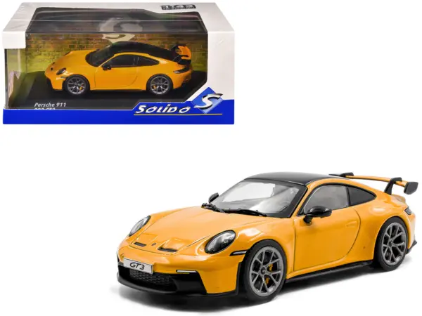 2023 Porsche 911 (992) GT3 Signal Yellow with Black Top 1/43 Diecast Model Car by Solido #1