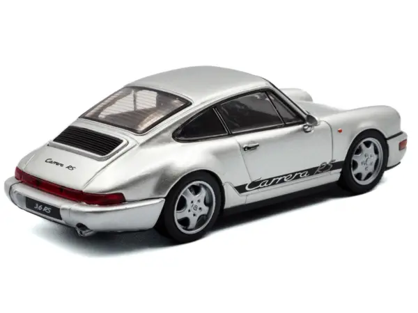 1994 Porsche 911 (964) RS Silver Metallic with Black Stripes 1/43 Diecast Model Car by Solido #3