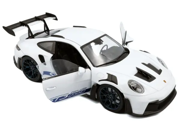2024 Porsche 911 (992) GT3 RS White with Blue Stripes 1/18 Diecast Model Car by Solido #2
