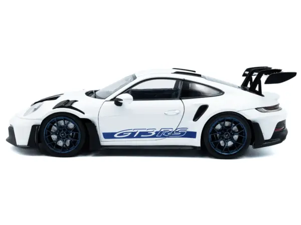 2024 Porsche 911 (992) GT3 RS White with Blue Stripes 1/18 Diecast Model Car by Solido #3