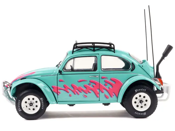 1976 Volkswagen Beetle Baja Miami Green with Pink Graphics 1/18 Diecast Model Car by Solido #3