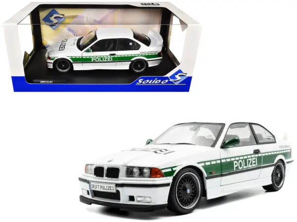 1991 BMW E36 M3 Custom "Drift Polizei" White with Green Stripes 1/18 Diecast Model Car by Solido #1