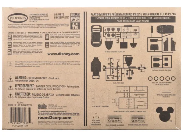 Skill 2 Model Kit Volkswagen Beetle Herbie "The Love Bug" (1969) Movie 1/25 Scale Model by Polar Lights #4