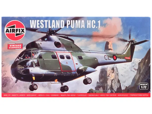 Level 2 Model Kit Westland Puma HC.1 Helicopter with 2 Scheme Options 1/72 Plastic Model Kit by Airfix #1