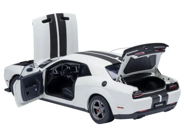 2023 Dodge Challenger SRT Super Stock Knuckle White with Carbon Stripes 1/18 Model Car by Autoart #2