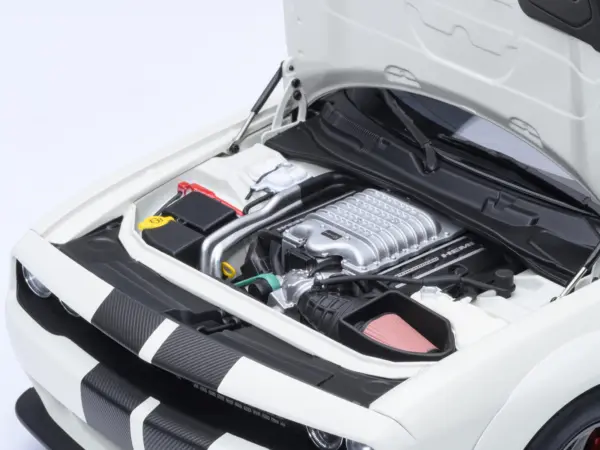 2023 Dodge Challenger SRT Super Stock Knuckle White with Carbon Stripes 1/18 Model Car by Autoart #3
