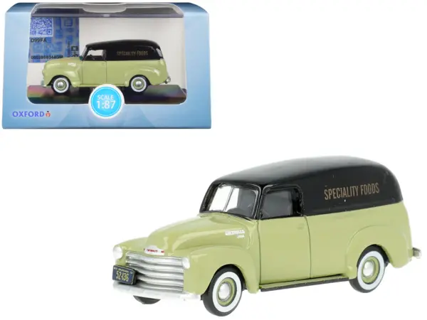 1950 Chevrolet Panel Van "Speciality Foods" Light Green and Black 1/87 (HO) Scale Diecast Model Car by Oxford Diecast #1