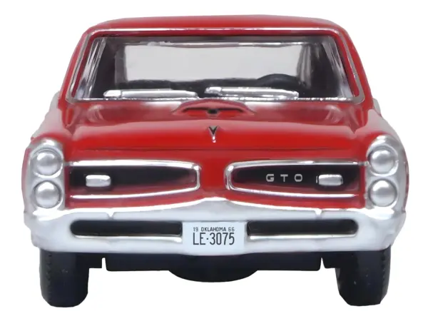 1966 Pontiac GTO Montero Red 1/87 (HO) Scale Diecast Model Car by Oxford Diecast #3