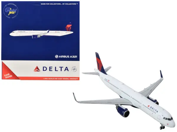 Airbus A321 Commercial Aircraft "Delta Air Lines" (N328DN) White with Red and Blue Tail 1/400 Diecast Model Airplane by GeminiJets #1