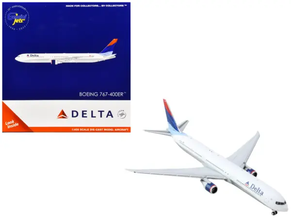 Boeing 767-400ER Commercial Aircraft "Delta Air Lines" (N829MH) White with Red and Blue Tail 1/400 Diecast Model Airplane by GeminiJets #1