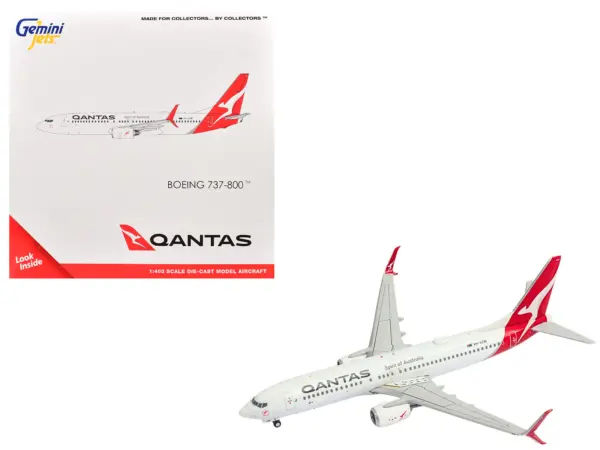 Boeing 737-800 Commercial Aircraft "Qantas Airways" (VH-VZW) White with Red Tail 1/400 Diecast Model Airplane by GeminiJets #1
