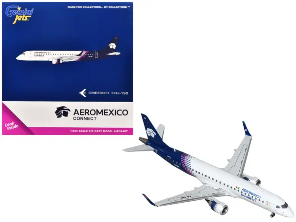 Embraer ERJ-190 Commercial Aircraft "Aeromexico Connect" (XA-IAC) White with Dark Blue Tail 1/400 Diecast Model Airplane by GeminiJets #1