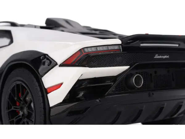 Lamborghini Huracan Sterrato Bianco Asopo White with Matt Black Top and Red Stripes 1/18 Model Car by Top Speed #4