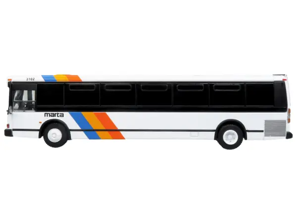 1980 Grumman 870 Advanced Design Transit Bus "MARTA Atlanta" White with Stripes "Vintage Bus & Motorcoach Collection" Limited Edition 1/87 (HO) Diecast Model by Iconic Replicas #2