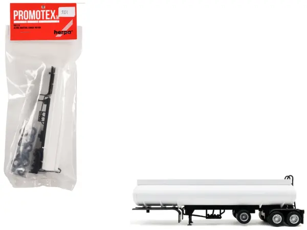 Tag-Axle Elliptical Tanker Trailer White 1/87 (HO) Plastic Model by Promotex #1