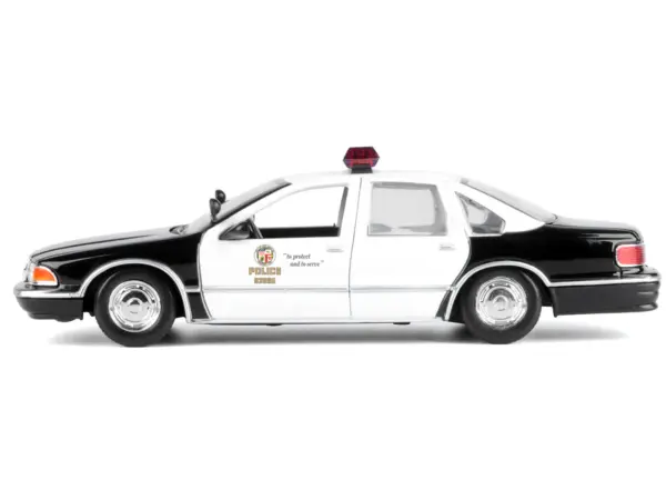 1993 Chevrolet Caprice Police Car "LAPD (Los Angeles Police Department)" Black and White "Law Enforcement and Public Service" Series 1/24 Diecast Model Car by Motormax #2