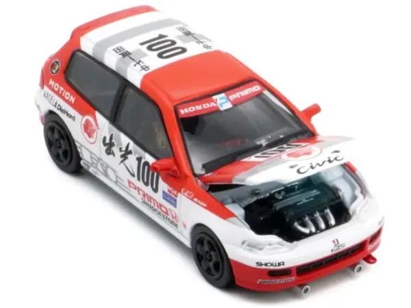 Honda Civic EG6 RHD (Right Hand Drive) #100 Osamu Nakako - Hideki Okada "Mugen Honda" "Japanese Touring Car Championship" (1993) 1/64 Diecast Model Car by BM Creations #2