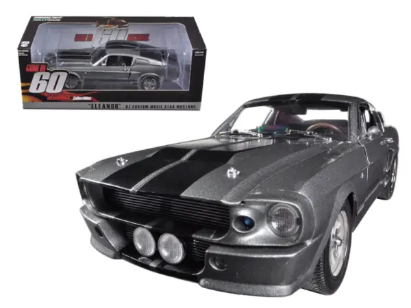 1967 Ford Mustang Custom "Eleanor" Gray Metallic with Black Stripes "Gone in 60 Seconds" (2000) Movie 1/18 Diecast Model Car by Greenlight #1