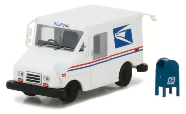 "United States Postal Service" (USPS) Long Life Postal Mail Delivery Vehicle (LLV) with Mailbox Accessory "Hobby Exclusive" 1/64 Diecast Model Car by Greenlight #2