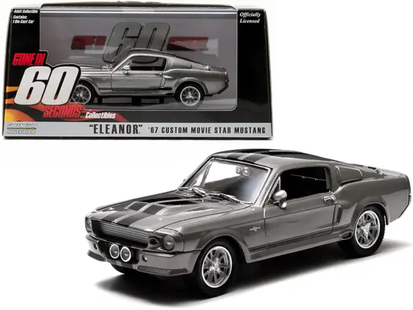 1967 Ford Mustang Custom "Eleanor" Gray Metallic with Black Stripes "Gone in 60 Seconds" (2000) Movie 1/43 Diecast Model Car by Greenlight #1