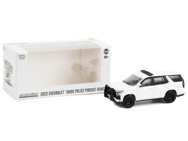 2022 Chevrolet Tahoe Police Pursuit Vehicle (PPV) White with Light Bar "Hot Pursuit" "Hobby Exclusive" Series 1/64 Diecast Model Car by Greenlight #3