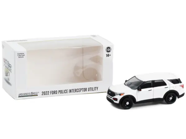 2022 Ford Police Interceptor Utility White "Hot Pursuit" "Hobby Exclusive" Series 1/64 Diecast Model Car by Greenlight #3